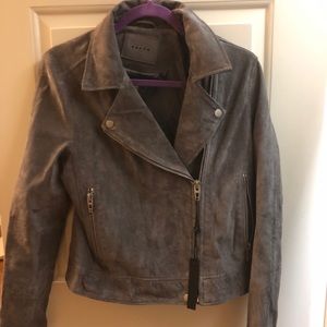 Blank NYC REAL suede moto jacket. Grey. Med. NWT!!